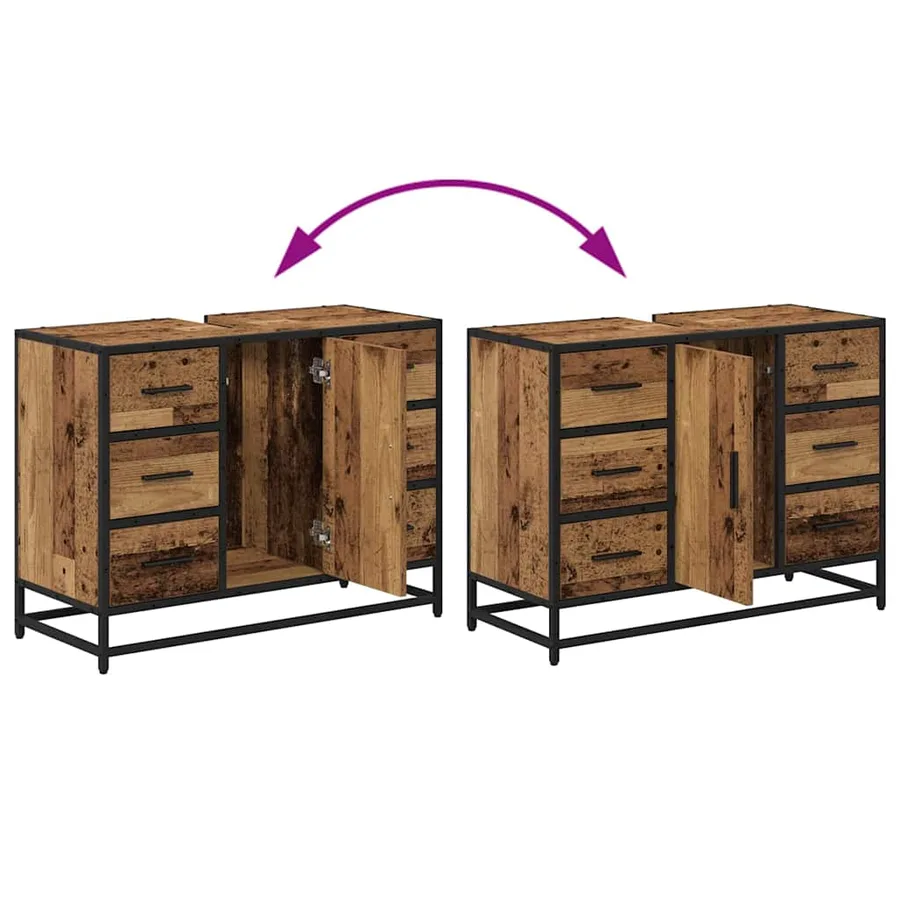 Ensemble de mobilier de salle de bain 4 pcs Bois ancien - 15