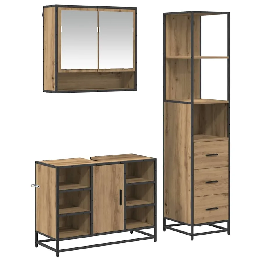 Ensemble de mobilier de salle de bain 3 pc Chêne artisanal - 2
