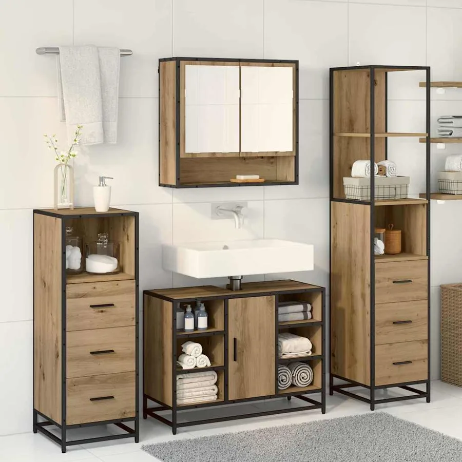 Ensemble de mobilier de salle de bain 3 pc Chêne artisanal - 4