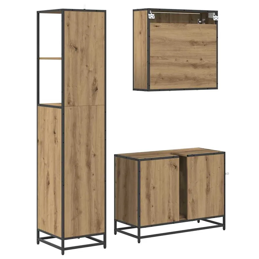 Ensemble de mobilier de salle de bain 3 pc Chêne artisanal - 9