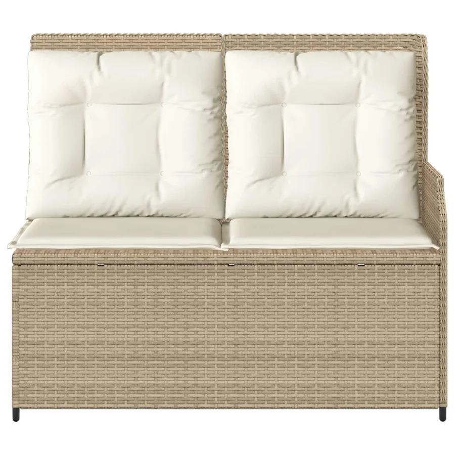 Banc de jardin avec coussin Noir et blanc crème polyrotin - 4