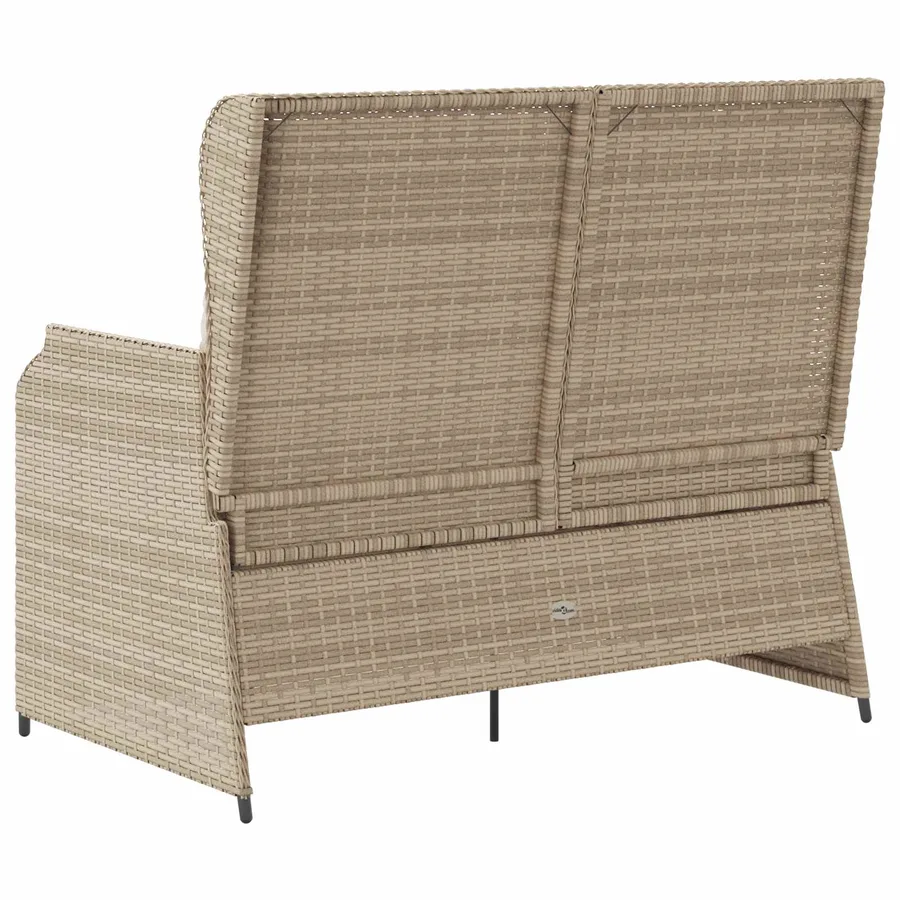 Banc de jardin avec coussin Noir et blanc crème polyrotin - 6