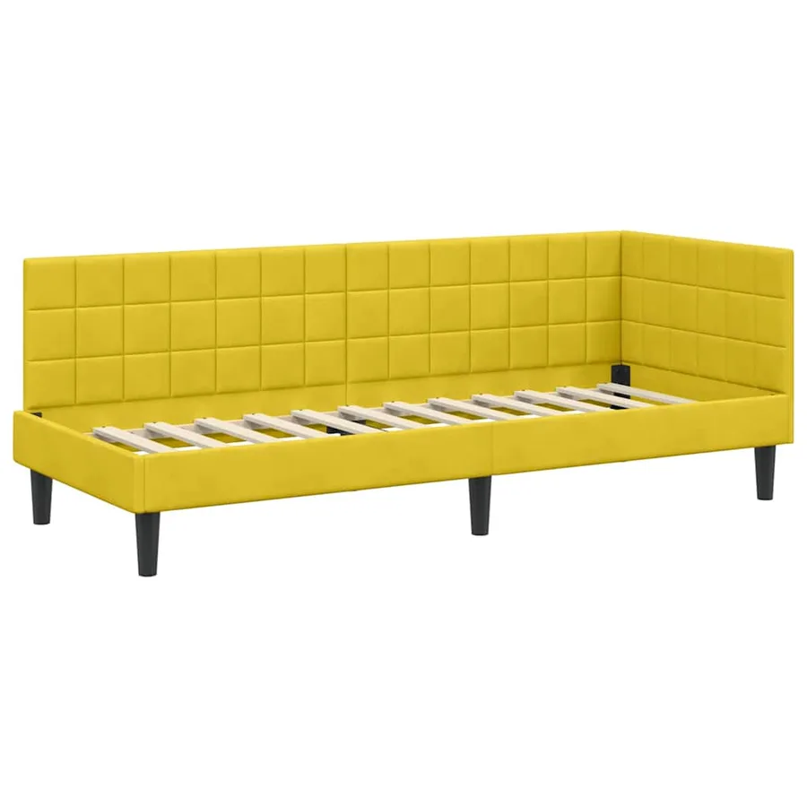 Cadre de lit d'angle avec matelas 2 pcs Jaune Velours - 6