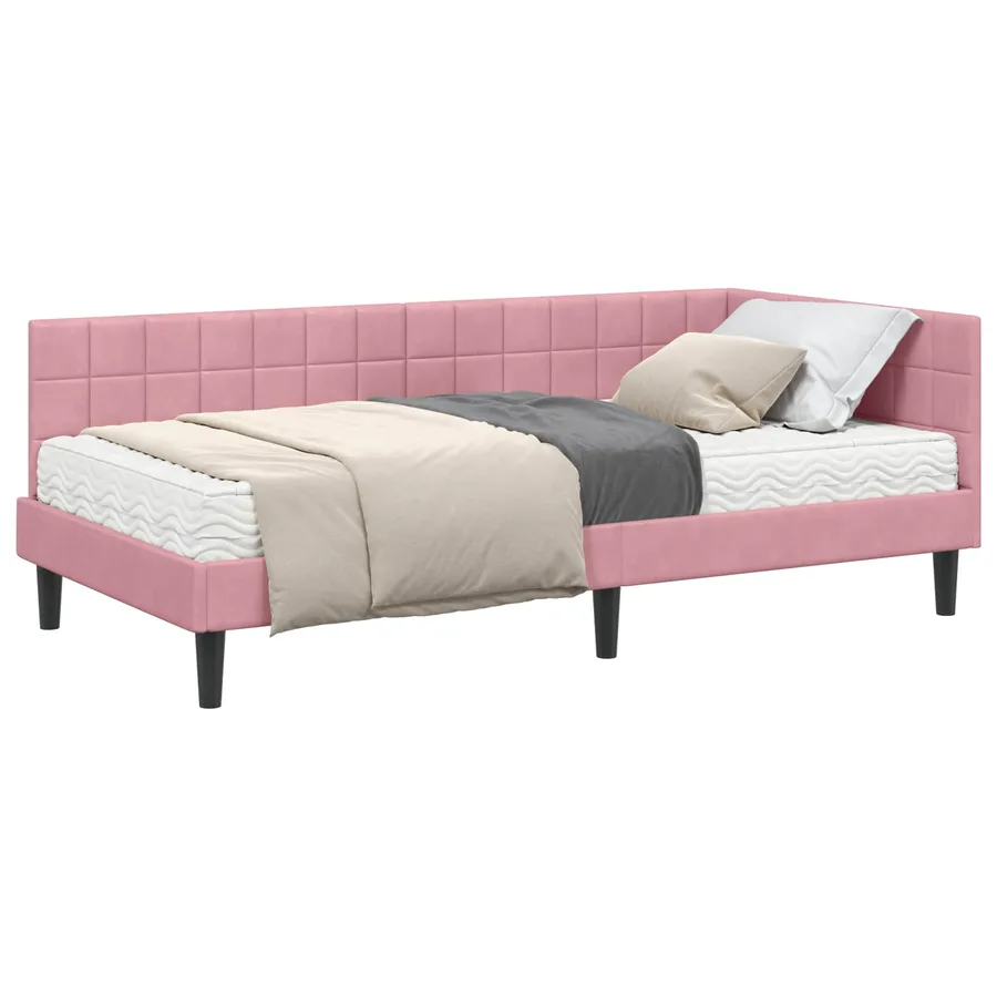 Cadre de lit d'angle avec matelas 2 pcs Gris Velours - 2