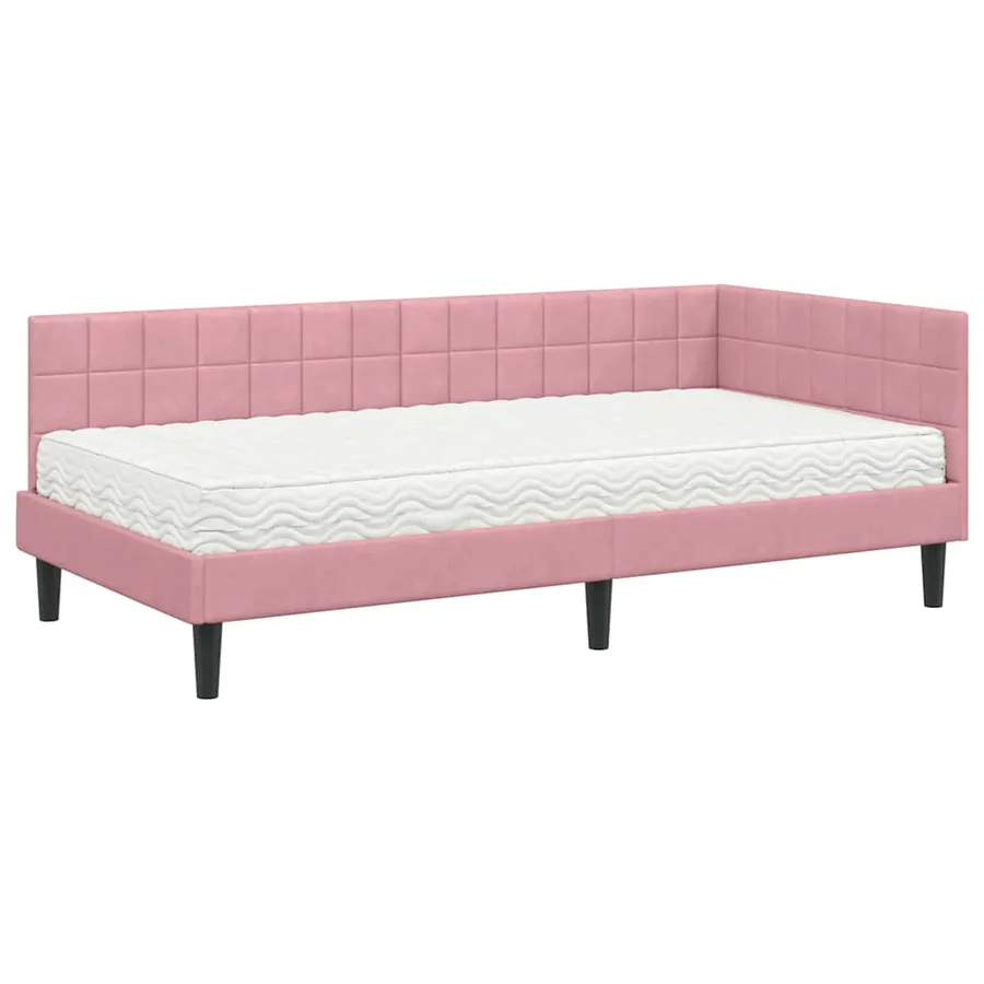 Cadre de lit d'angle avec matelas 2 pcs Gris Velours - 4