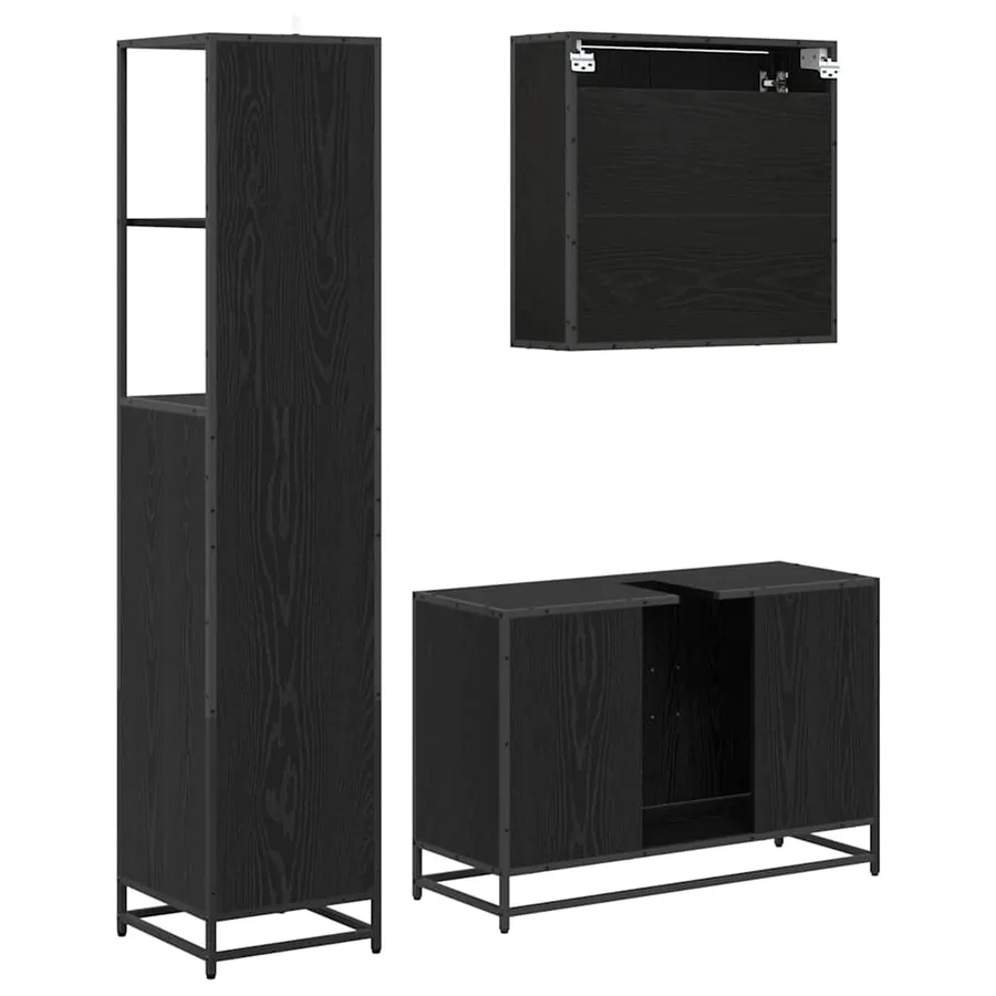 Ensemble de mobilier de salle de bain 3 pcs Chêne noir - 9