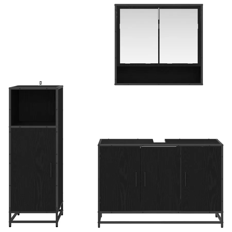 Ensemble de mobilier de salle de bain 3 pcs Chêne noir - 3