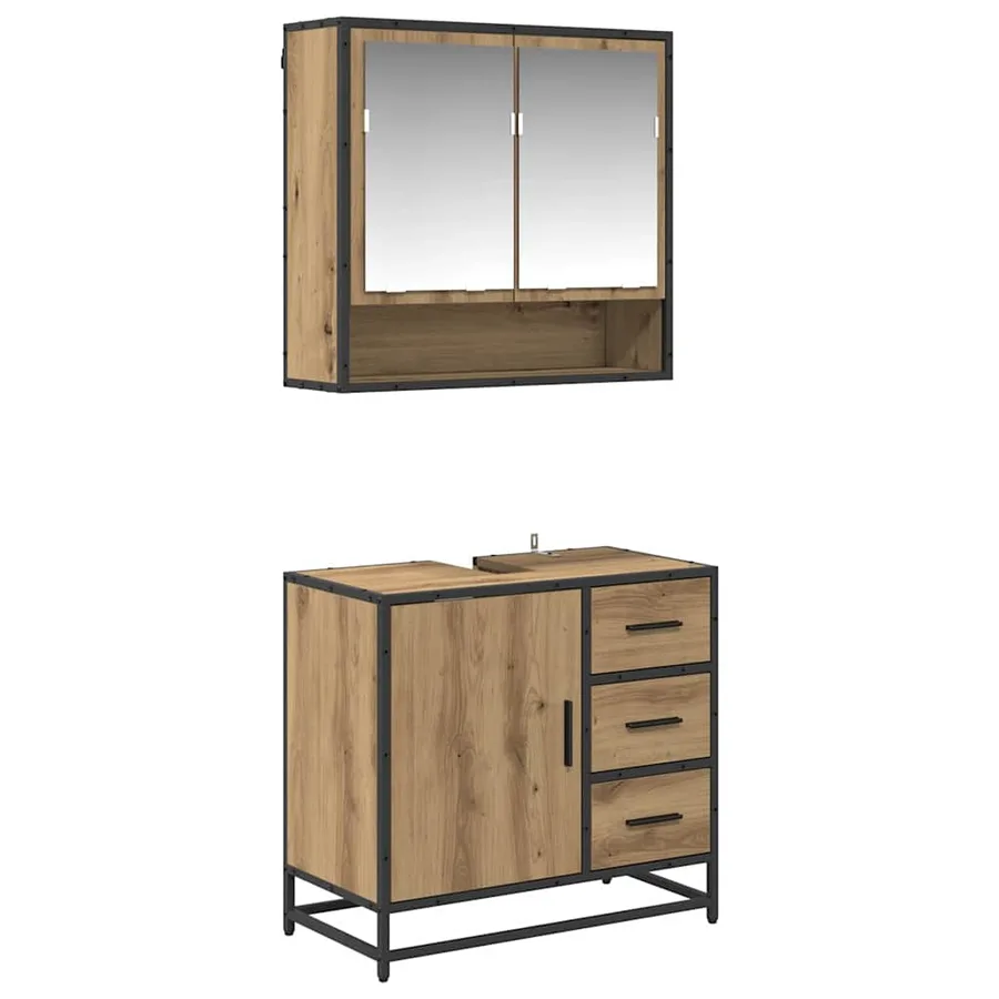 Ensemble de mobilier de salle de bain 2 pc Chêne artisanal - 2
