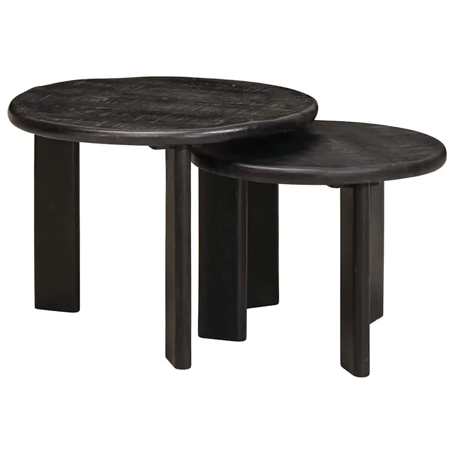 Tables basses gigognes 2 pcs Blanc Bois de mangue massif