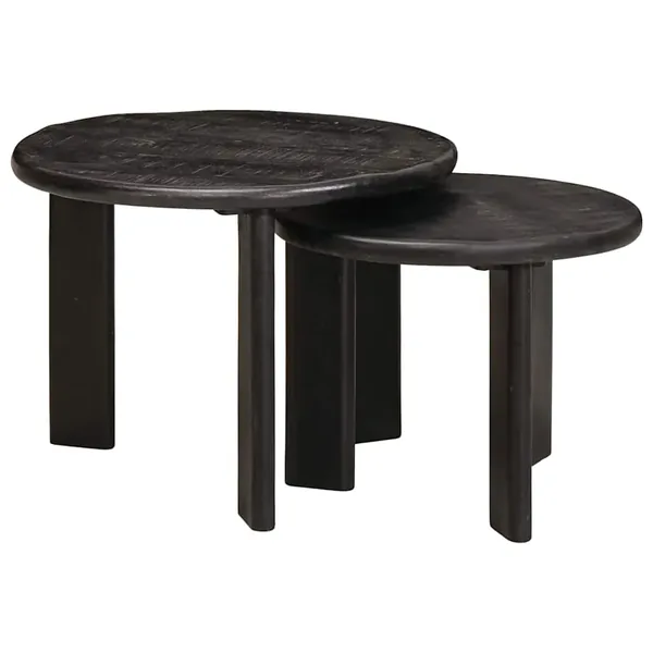 Tables basses gigognes 2 pcs Blanc Bois de mangue massif