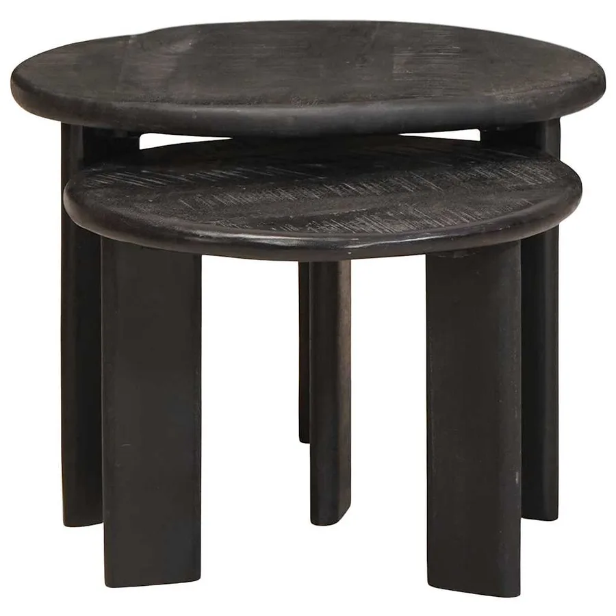 Tables basses gigognes 2 pcs Blanc Bois de mangue massif - 2