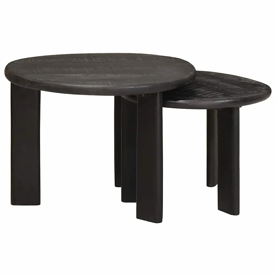 Tables basses gigognes 2 pcs Blanc Bois de mangue massif - 4