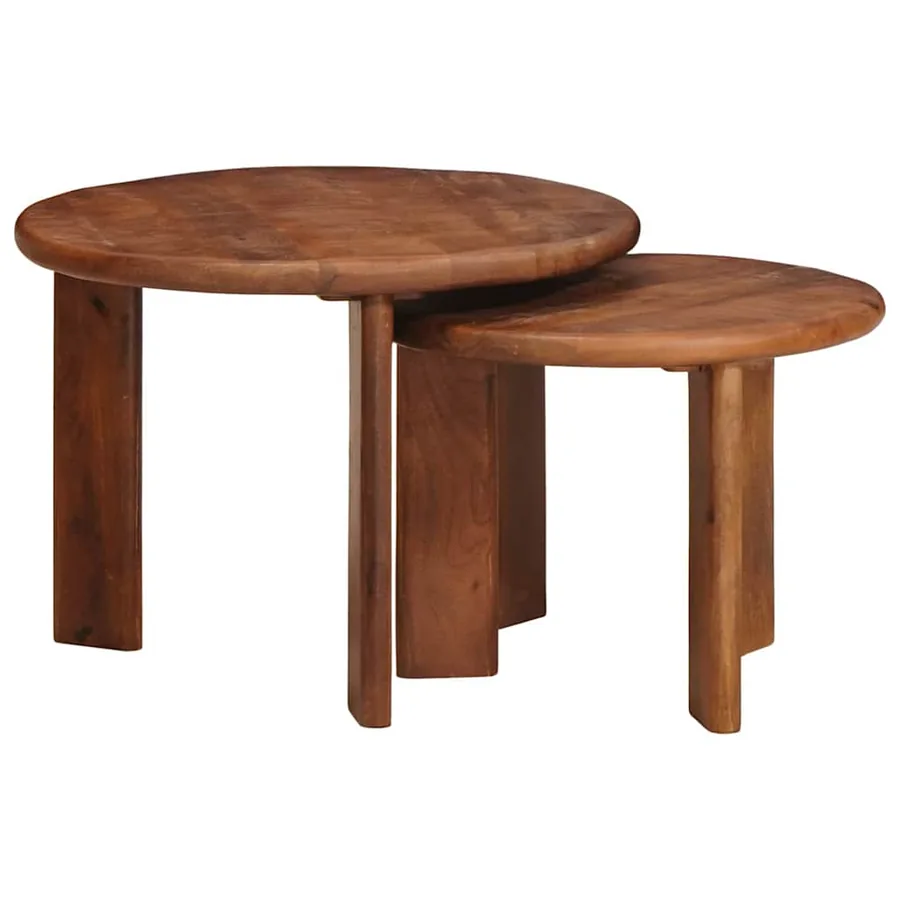 Tables basses gigognes 2 pcs Marron miel Bois de mangue massif
