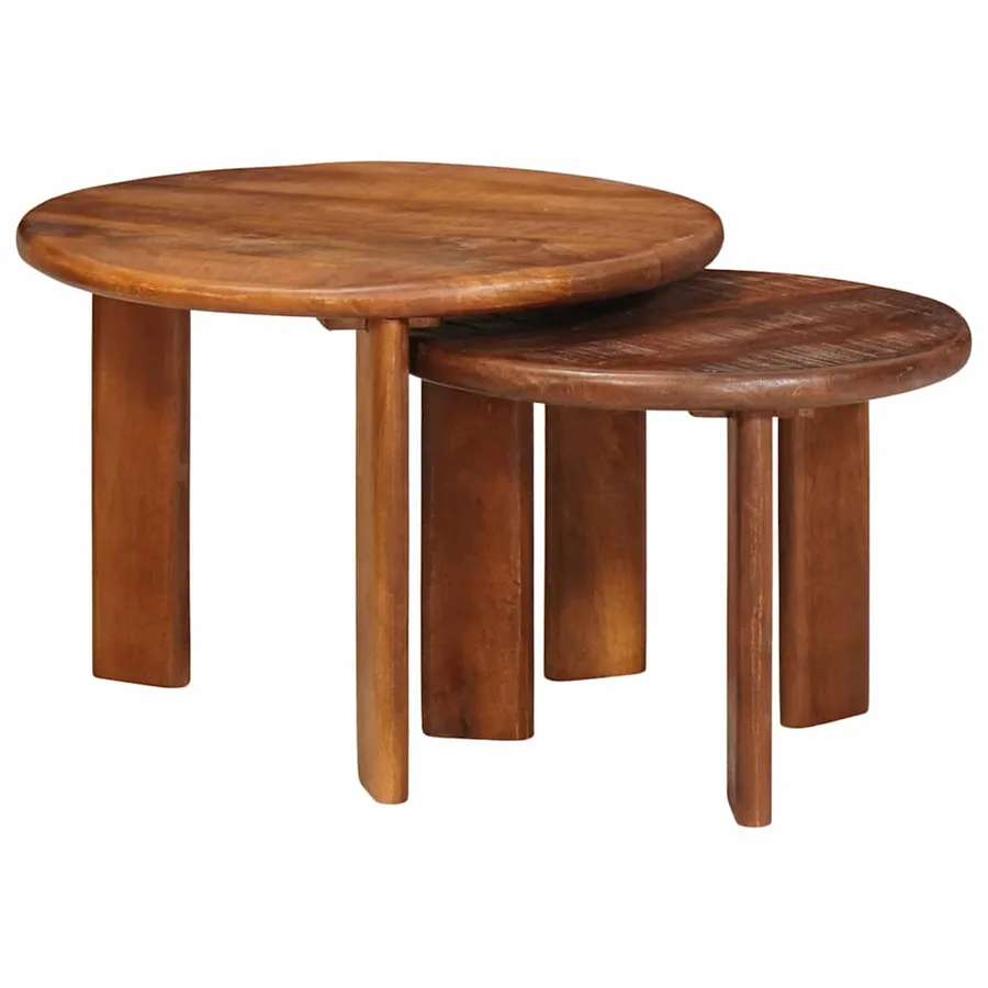 Tables basses gigognes 2 pcs Marron miel Bois de mangue massif - 3