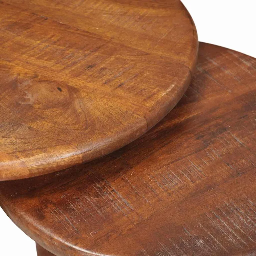 Tables basses gigognes 2 pcs Marron miel Bois de mangue massif - 8