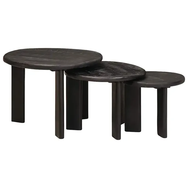 Tables basses gigognes 3 pcs Blanc Bois de mangue massif