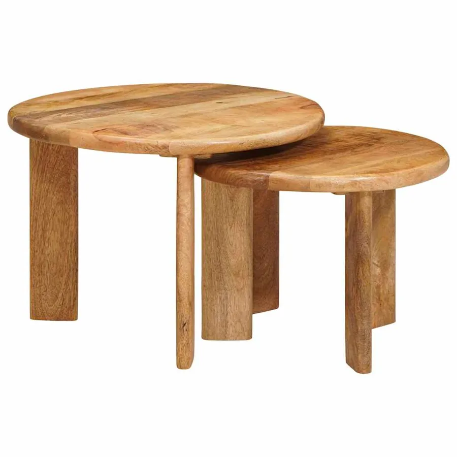 Tables basses gigognes 2 pcs Marron Bois de mangue massif