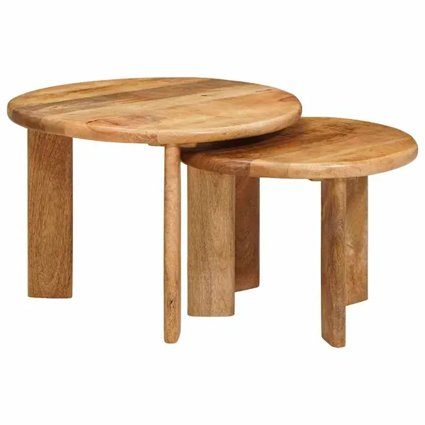 Tables basses gigognes 2 pcs Marron Bois de mangue massif