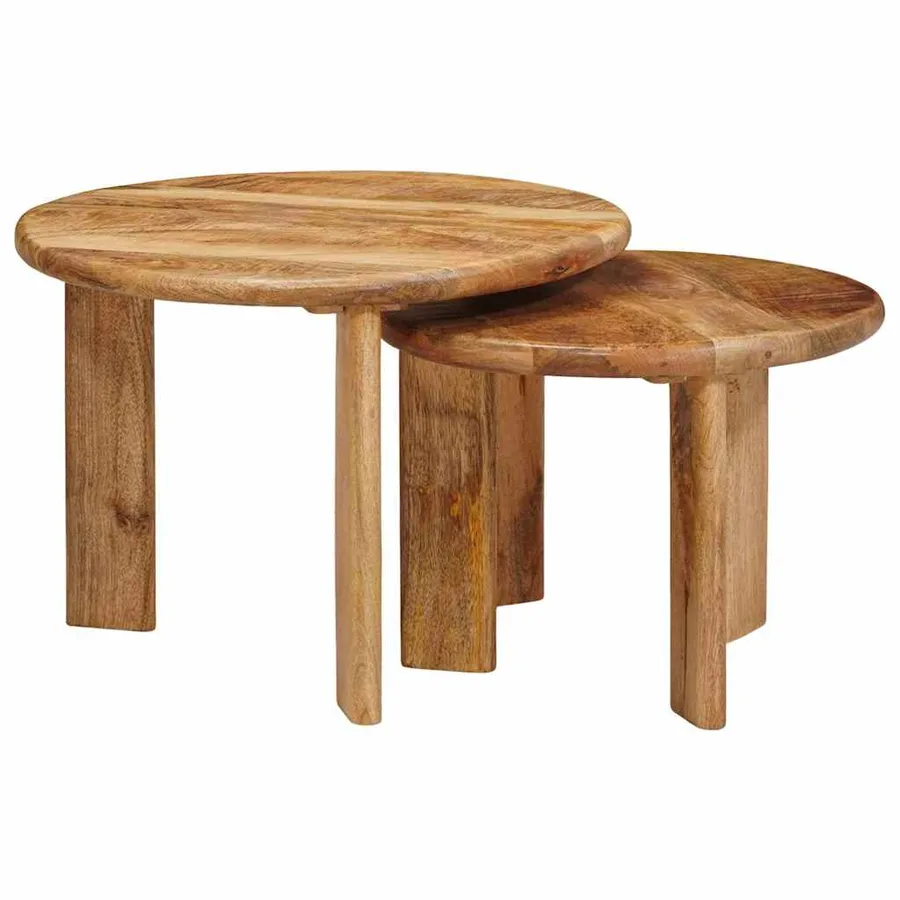 Tables basses gigognes 2 pcs Marron Bois de mangue massif - 2