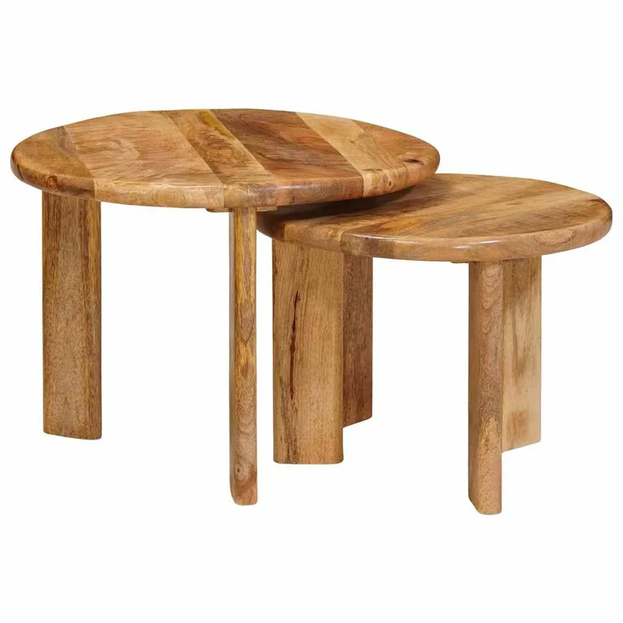 Tables basses gigognes 2 pcs Marron Bois de mangue massif - 3