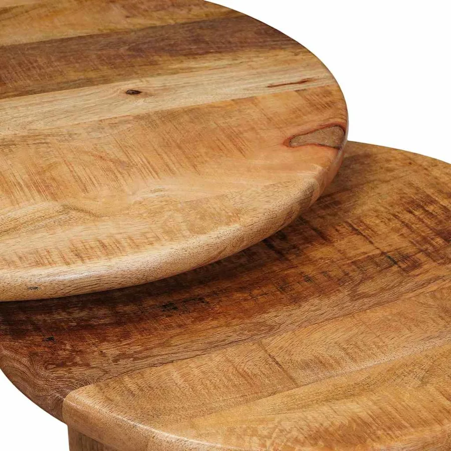 Tables basses gigognes 2 pcs Marron Bois de mangue massif - 7