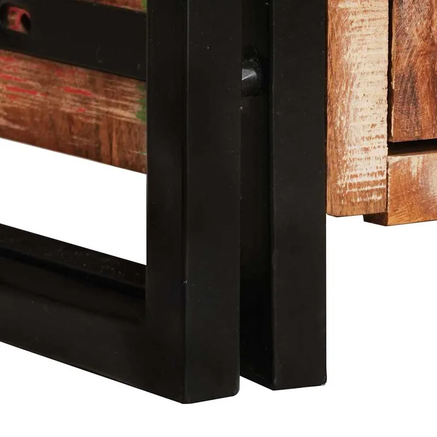 Highboard avec portes Marron Bois Recyclé Massif et Métal - 10
