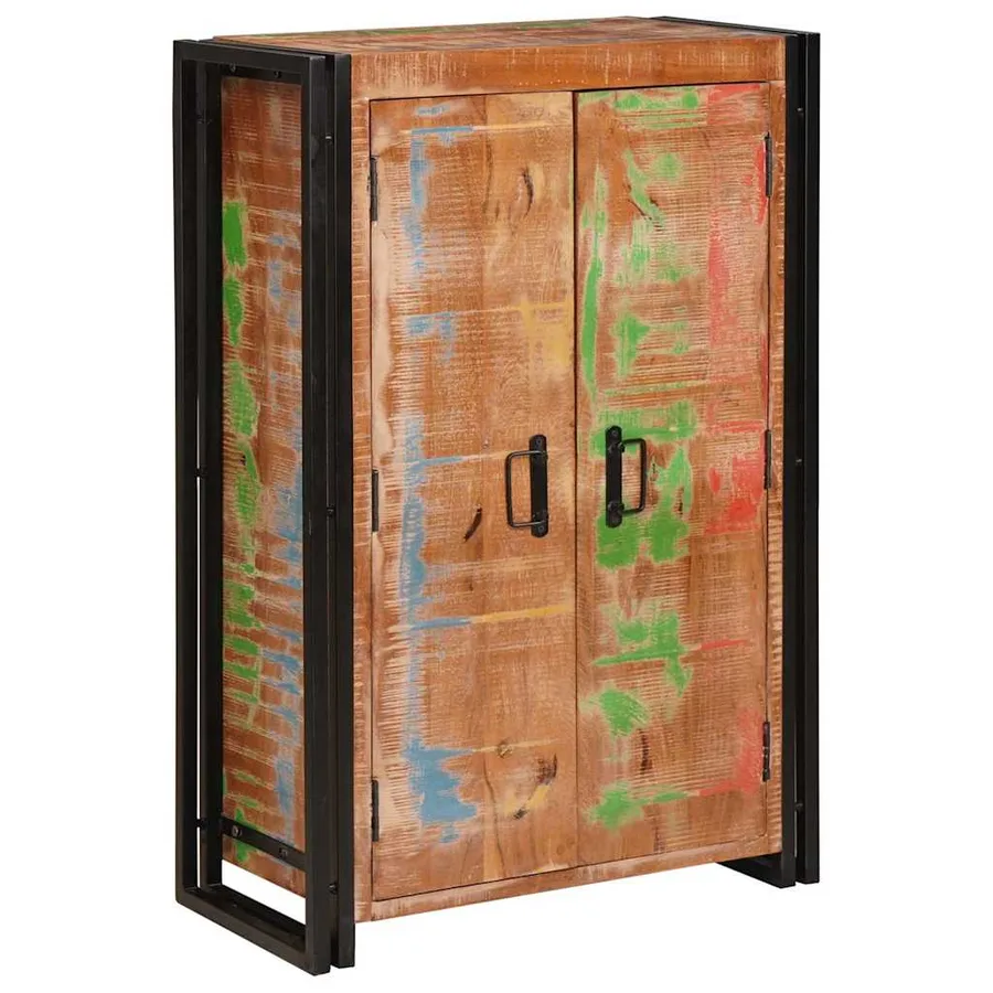 Highboard avec portes Marron Bois Recyclé Massif et Métal - 2