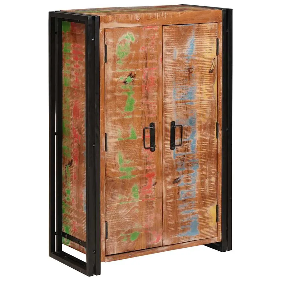 Highboard avec portes Marron Bois Recyclé Massif et Métal - 3