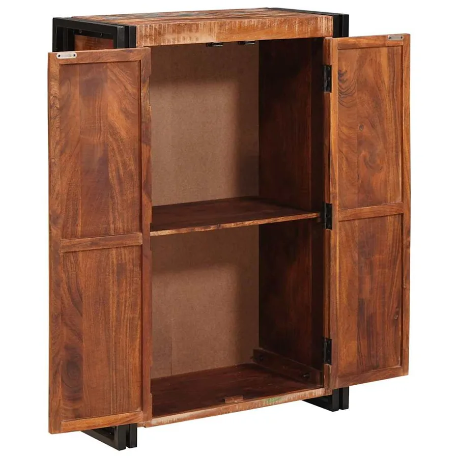 Highboard avec portes Marron Bois Recyclé Massif et Métal - 4