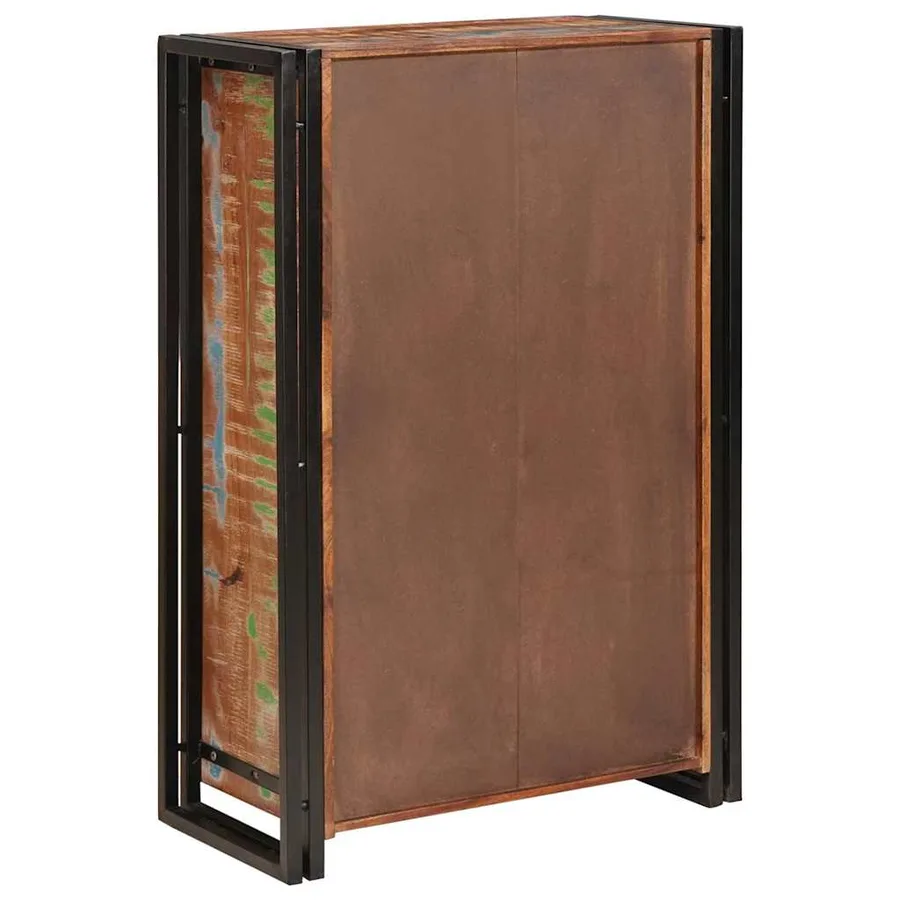 Highboard avec portes Marron Bois Recyclé Massif et Métal - 7