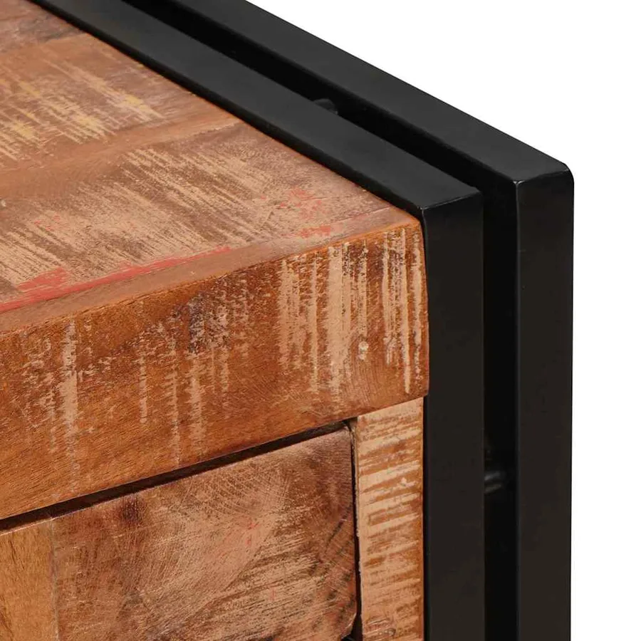 Highboard avec portes Marron Bois Recyclé Massif et Métal - 8
