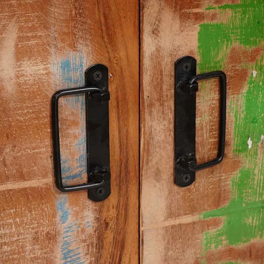 Highboard avec portes Marron Bois Recyclé Massif et Métal - 9