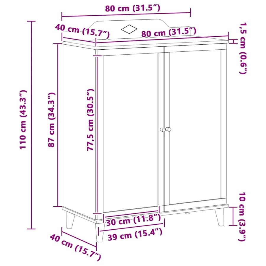 Cabinet avec deux portes et façade en tableau noir ROROS Blanc - 11