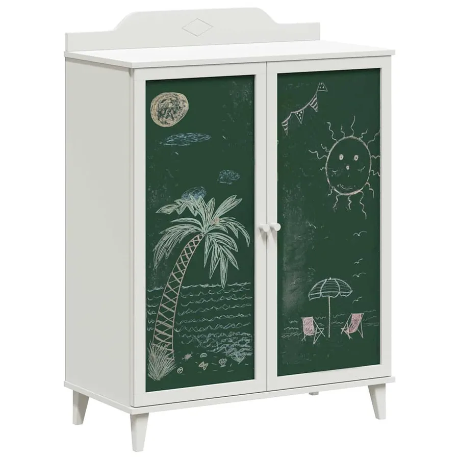 Cabinet avec deux portes et façade en tableau noir ROROS Blanc - 3