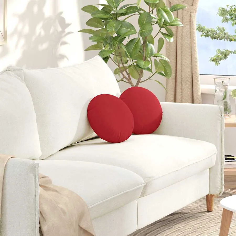 Coussins de siège 2 pcs Rouge Ø30 x 13 cm tissu
