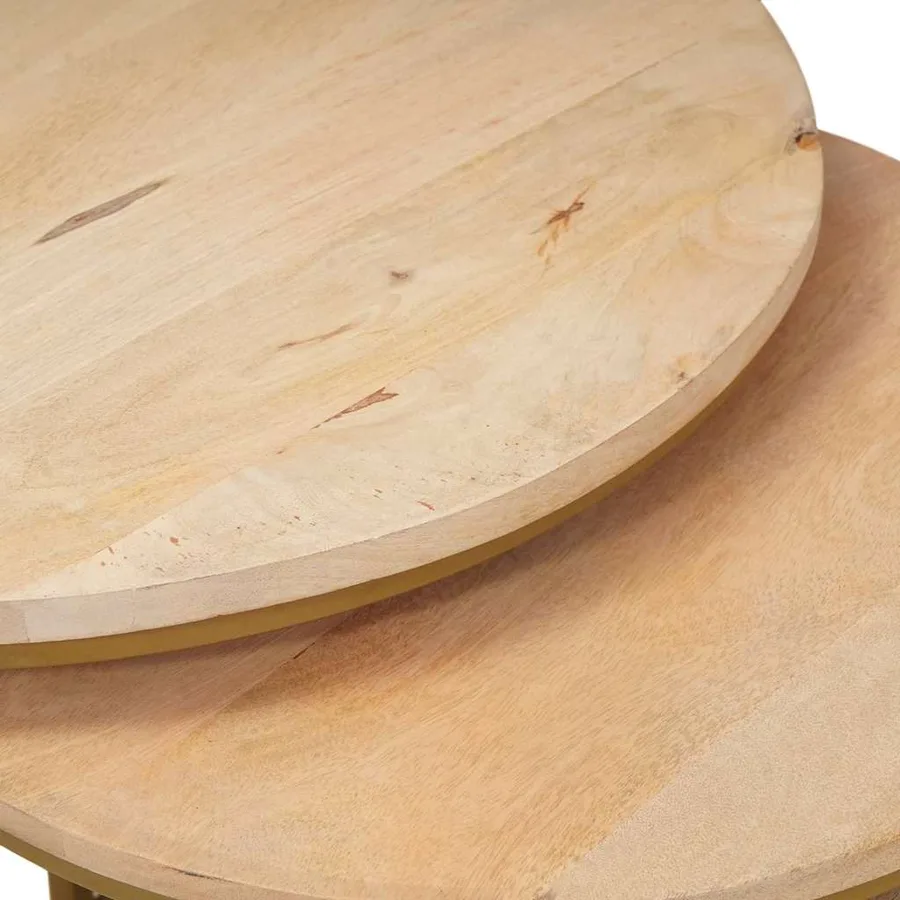 Tables basses gigognes 3 pcs Bois de mangue massif et acier - 9