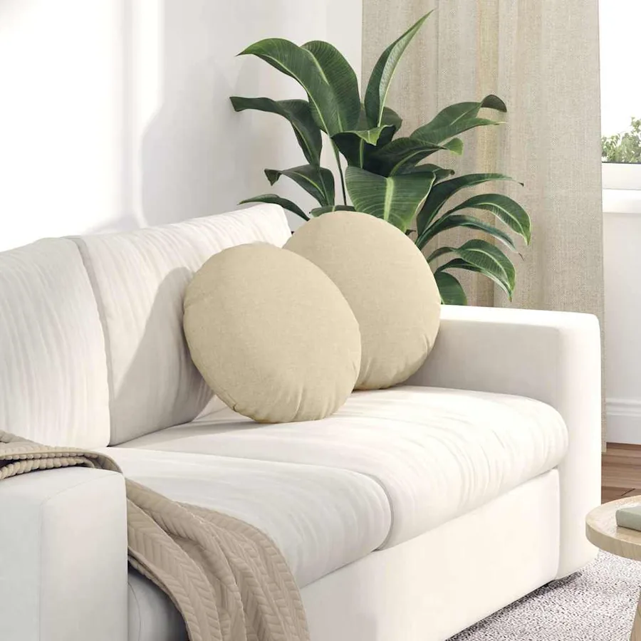 Coussins de siège 2 pcs Crème Ø40 x 13 cm tissu