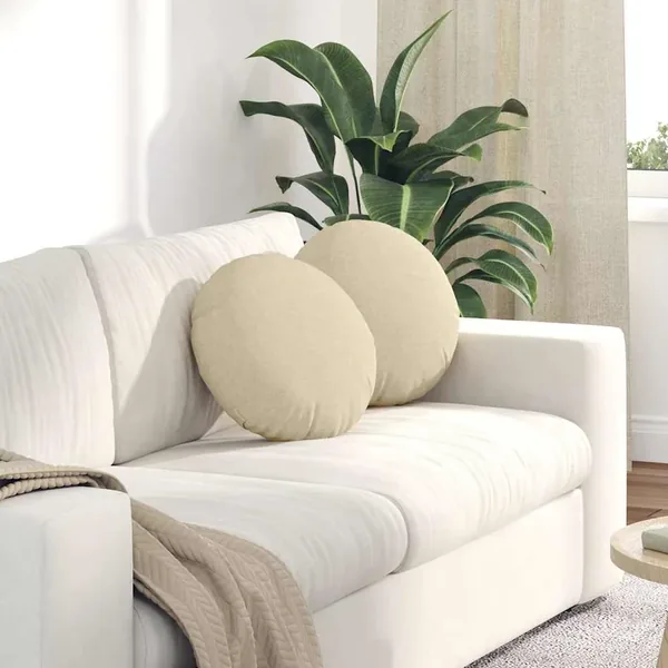 Coussins de siège 2 pcs Crème Ø40 x 13 cm tissu