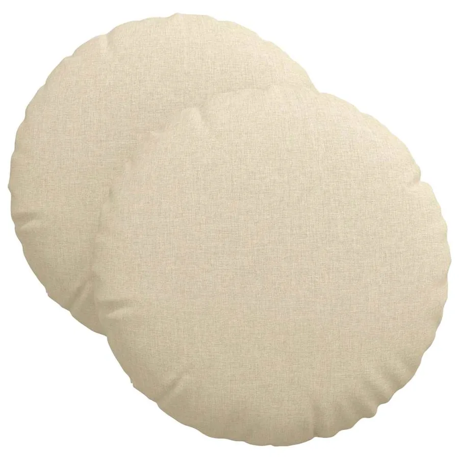 Coussins de siège 2 pcs Crème Ø40 x 13 cm tissu - 2