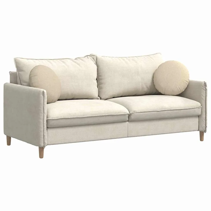 Coussins de siège 2 pcs Crème Ø40 x 13 cm tissu - 3
