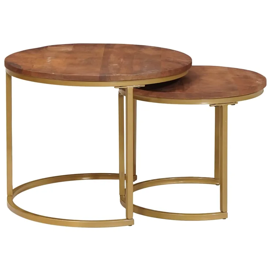 Tables basses gigognes 2 pcs Bois de mangue massif et acier - 4