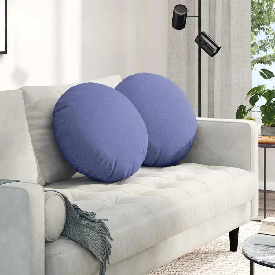 Coussins de siège 2 pcs Bleu denim Ø50 x 19 cm tissu