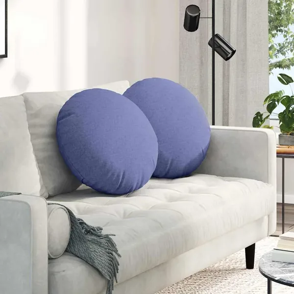 Coussins de siège 2 pcs Bleu denim Ø50 x 19 cm tissu
