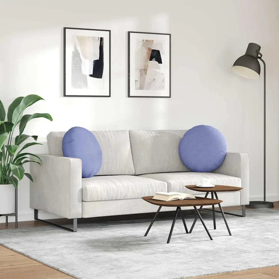 Coussins de siège 2 pcs Bleu denim Ø50 x 19 cm tissu - 4