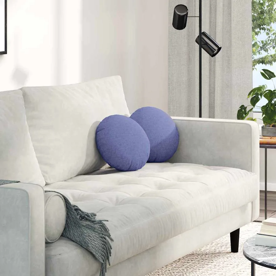 Coussins de siège 2 pcs Bleu denim Ø30 x 13 cm tissu