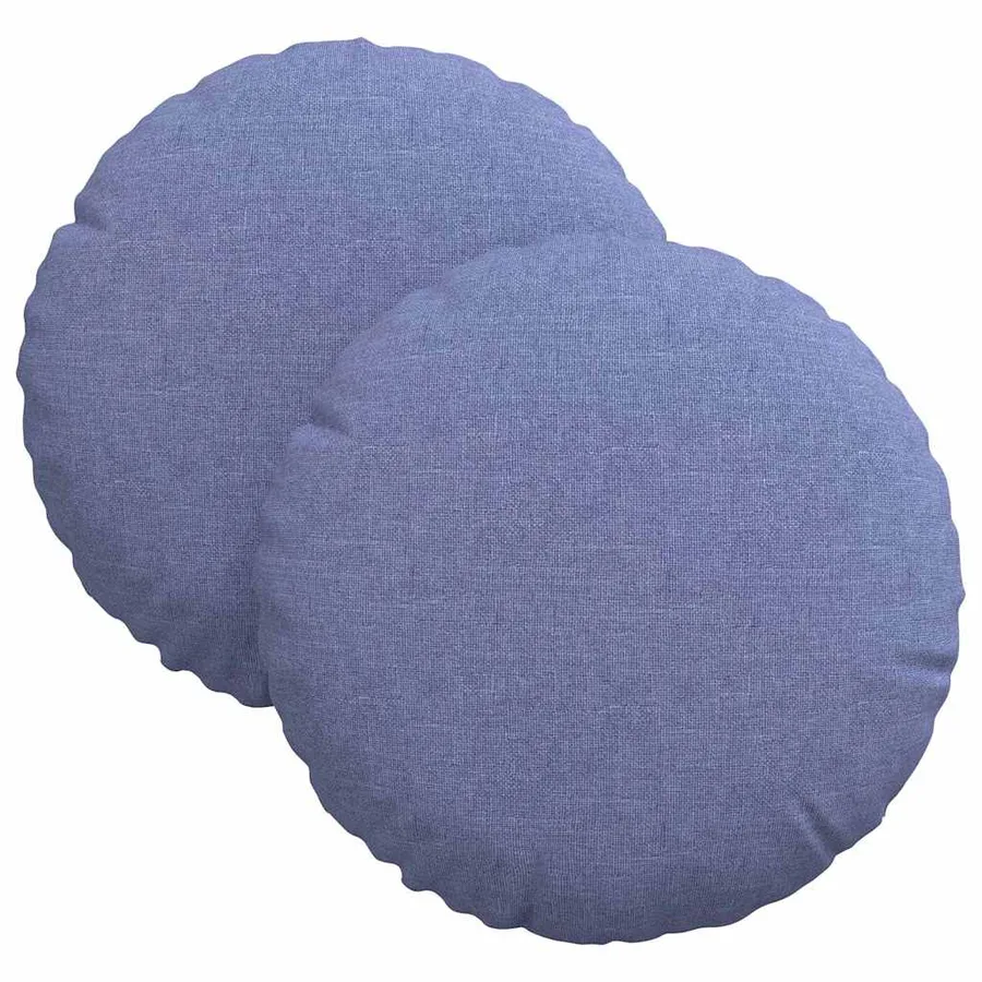Coussins de siège 2 pcs Bleu denim Ø30 x 13 cm tissu - 2