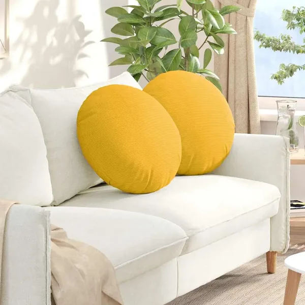 Coussins de siège 2 pcs Jaune clair Ø50 x 19 cm