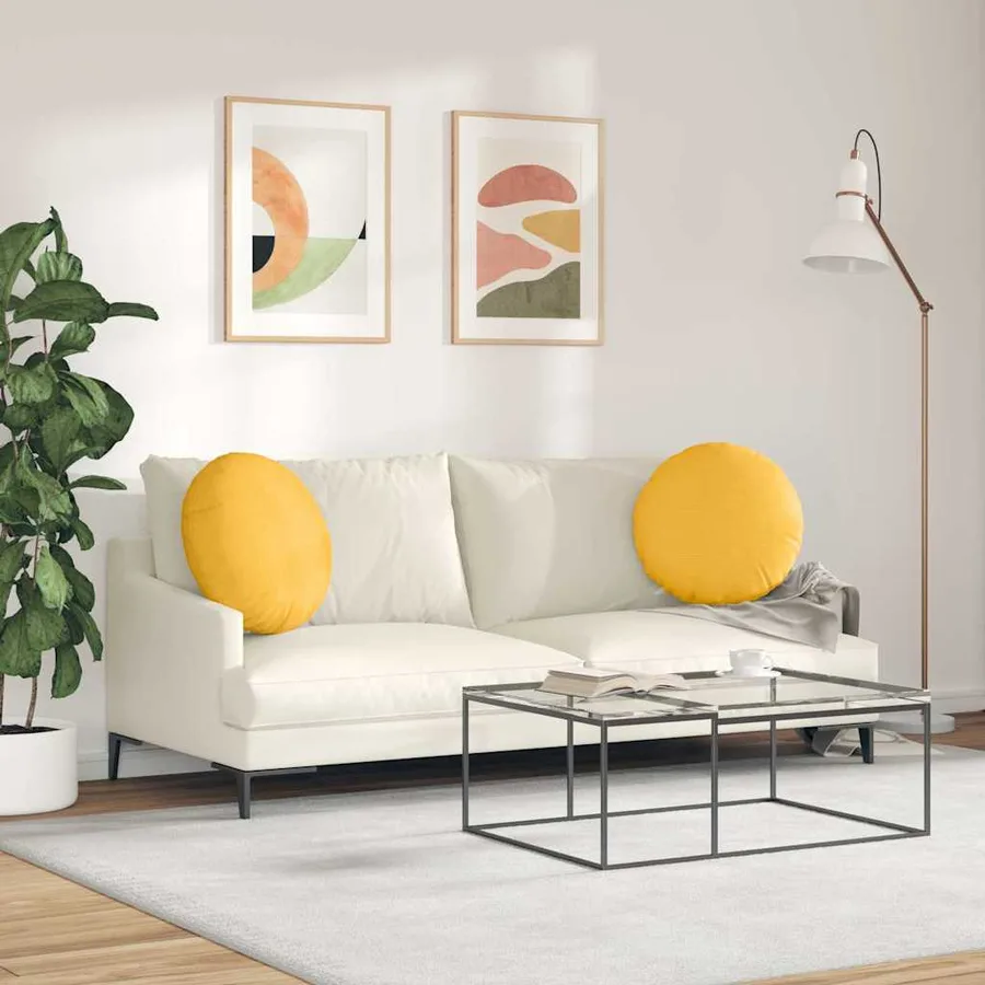 Coussins de siège 2 pcs Jaune clair Ø50 x 19 cm - 4