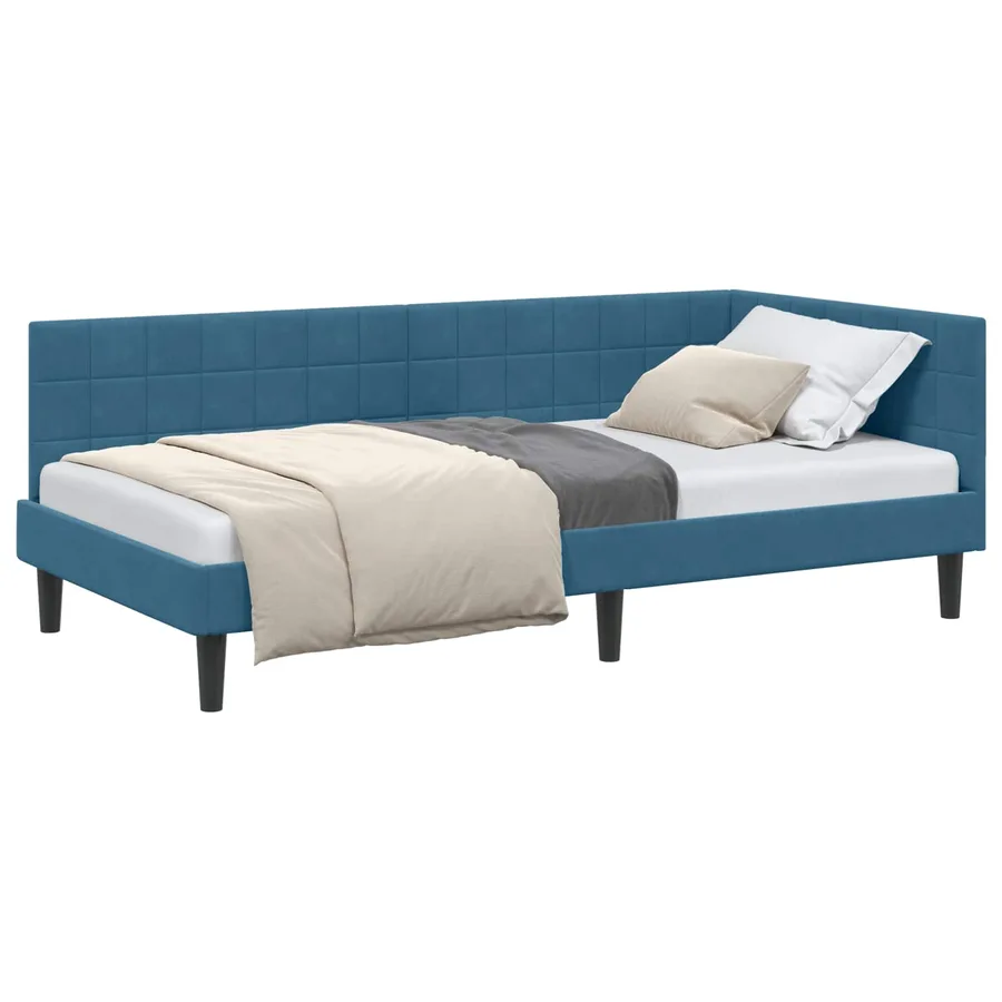 Cadre de lit d'angle Bleu 90 cm x 200 cm Velours - 2