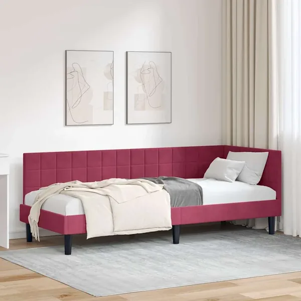 Cadre de lit d'angle Bordeaux 80 cm x 200 cm Velours